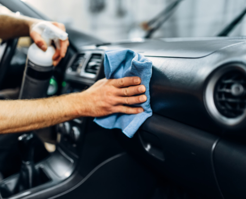 Detailing, cleaning salon with polishing spray